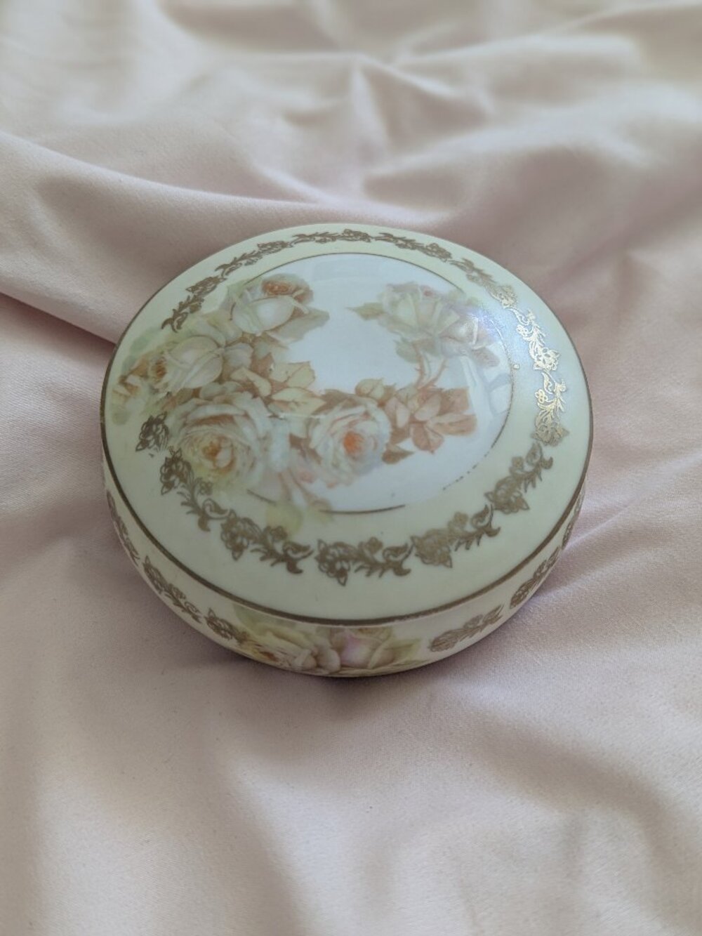 Vintage RS Prussia Floral Rose Porcelain Trinket Jar